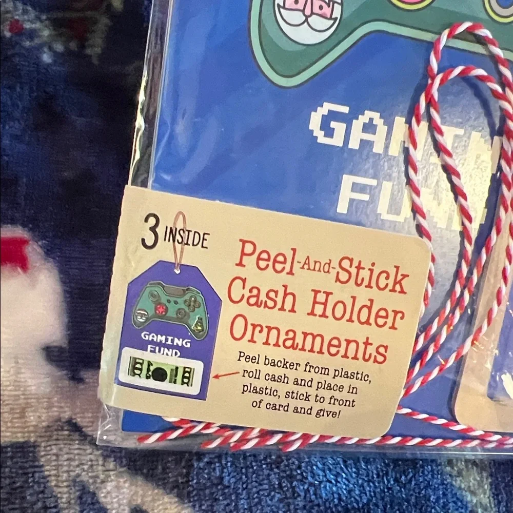Christmas Gift - Gaming Fund - 3 Blue Cash Holder Ornaments